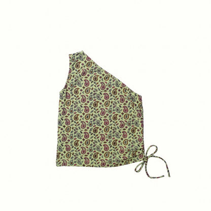 LILY PAISLEY ONE SHOULDER TOP - GREEN