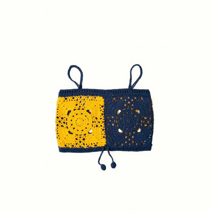 COCO TWIN CROCHET TUBE TOP - NAVY-YELLOW