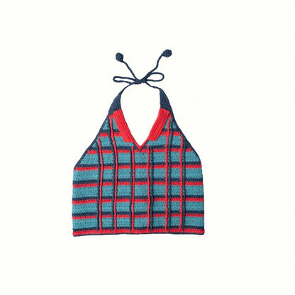 SUMMER BEACH CROCHET TOP HANDMADE - BLUE