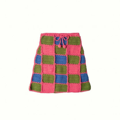 SUNFLOWER PATCH CROCHET SKIRT HANDMADE - PINK