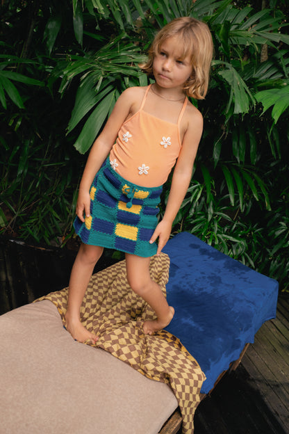 SUNFLOWER PATCH CROCHET SKIRT HANDMADE - GREEN