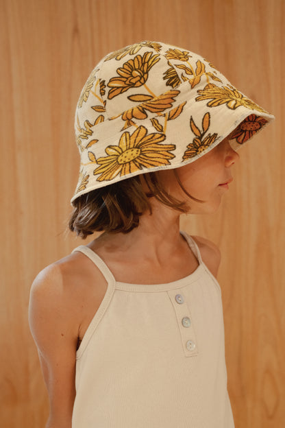 SUNFLOWER TERRY BUCKET HAT - BEIGE