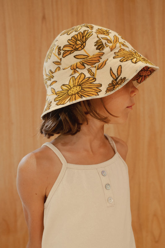 SUNFLOWER TERRY BUCKET HAT - BEIGE