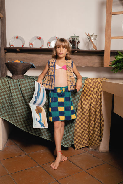 SUNFLOWER PATCH CROCHET SKIRT HANDMADE - GREEN