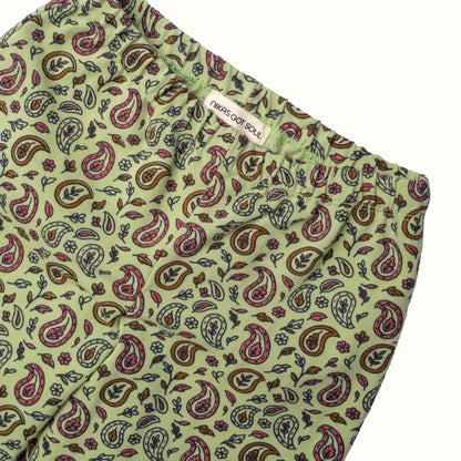 SUNNY PAISLEY FLARE PANTS - GREEN