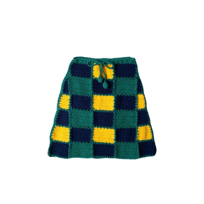 SUNFLOWER PATCH CROCHET SKIRT HANDMADE - GREEN