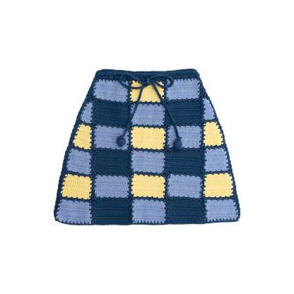 SUNFLOWER PATCH CROCHET SKIRT BLUE