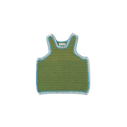 SANTI CROCHET RUNNING TOP HANDMADE - KHAKI GREEN - nikasgotsoul