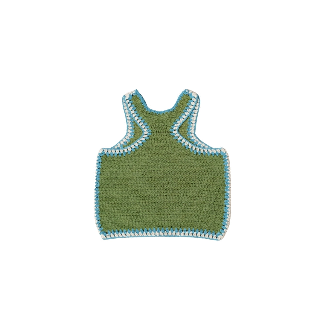 SANTI CROCHET RUNNING TOP HANDMADE - KHAKI GREEN - nikasgotsoul