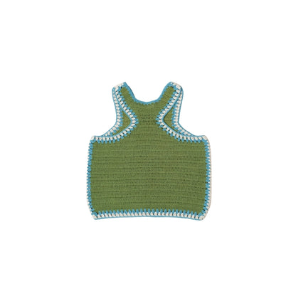 SANTI CROCHET RUNNING TOP HANDMADE - KHAKI GREEN - nikasgotsoul