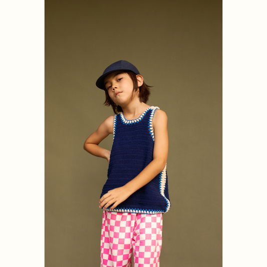SANTI CROCHET RUNNING TOP HANDMADE - NAVY - nikasgotsoul