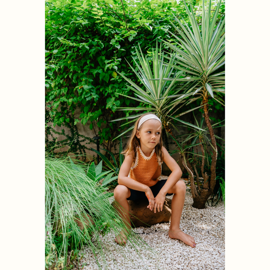 SANTI CROCHET RUNNING TOP HANDMADE - PEACH - nikasgotsoul