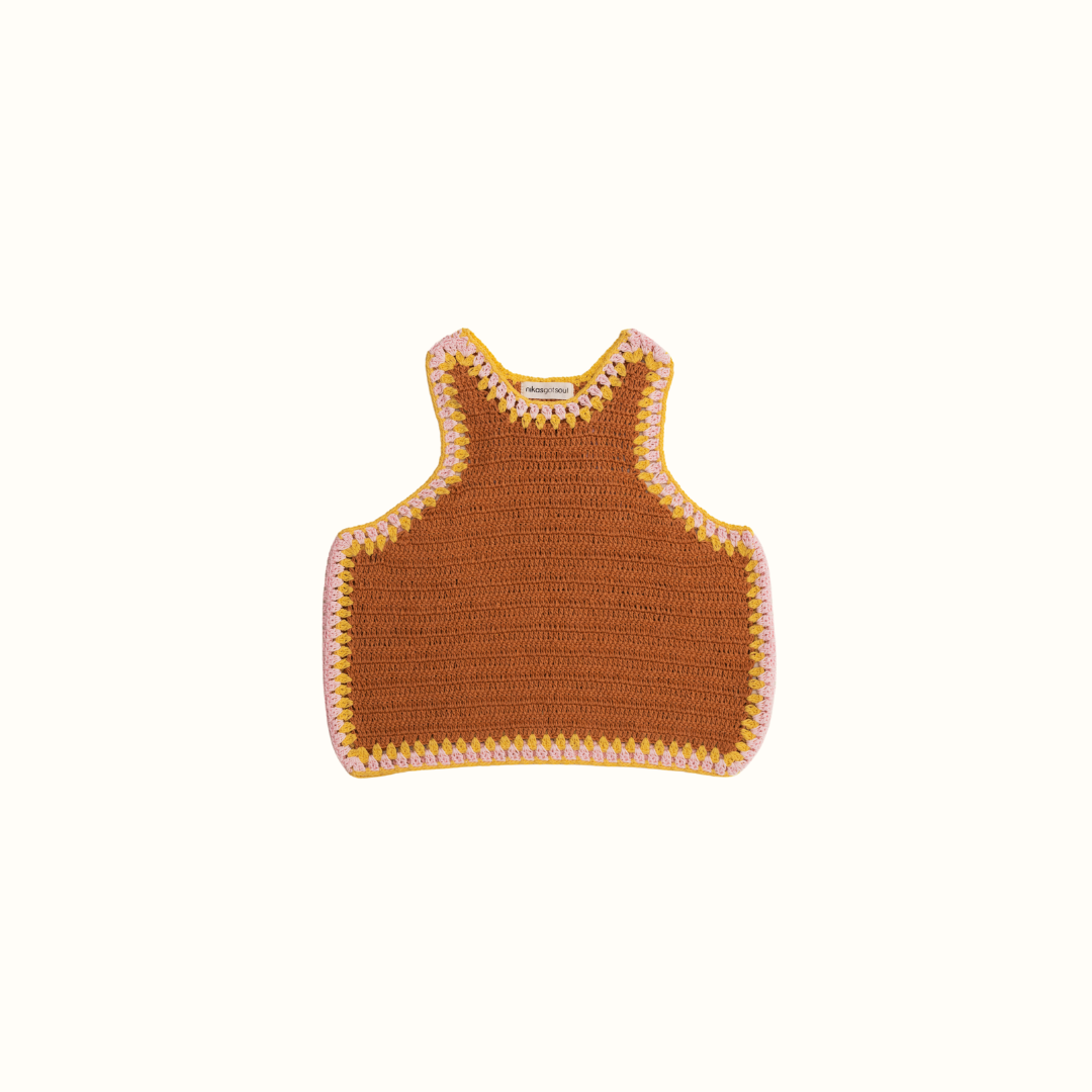 SANTI CROCHET RUNNING TOP HANDMADE - PEACH - nikasgotsoul