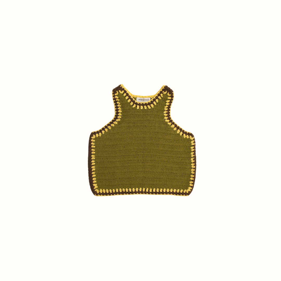 SANTI CROCHET RUNNING TOP HANDMADE - KHAKI - nikasgotsoul
