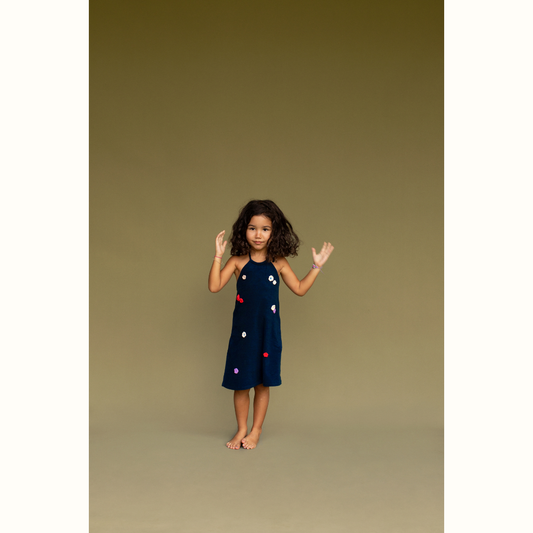 SUMMER PARTY TERRY FLOWER DRESS NAVY - nikasgotsoul