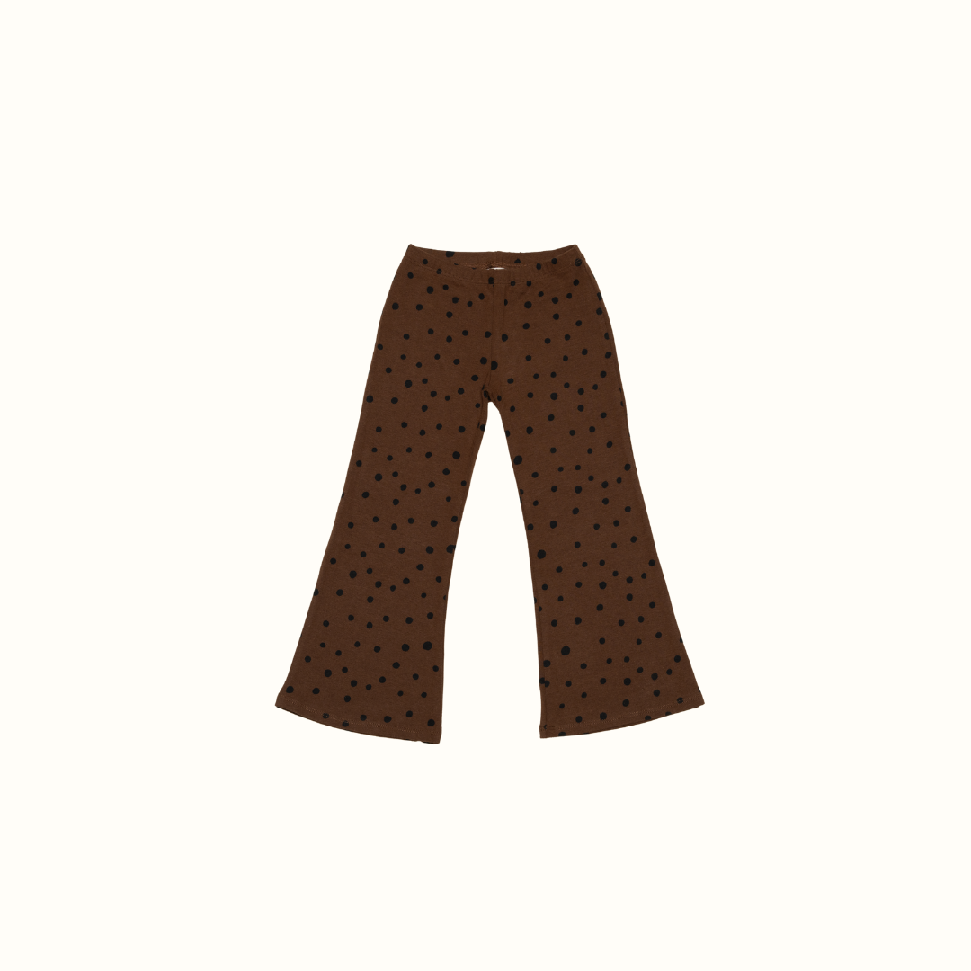 SUNNY DOTS FLARE PANTS BROWN - nikasgotsoul