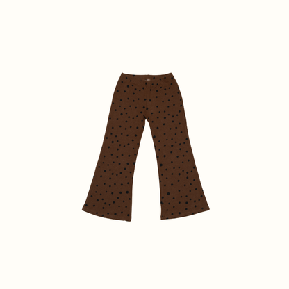 SUNNY DOTS FLARE PANTS BROWN - nikasgotsoul